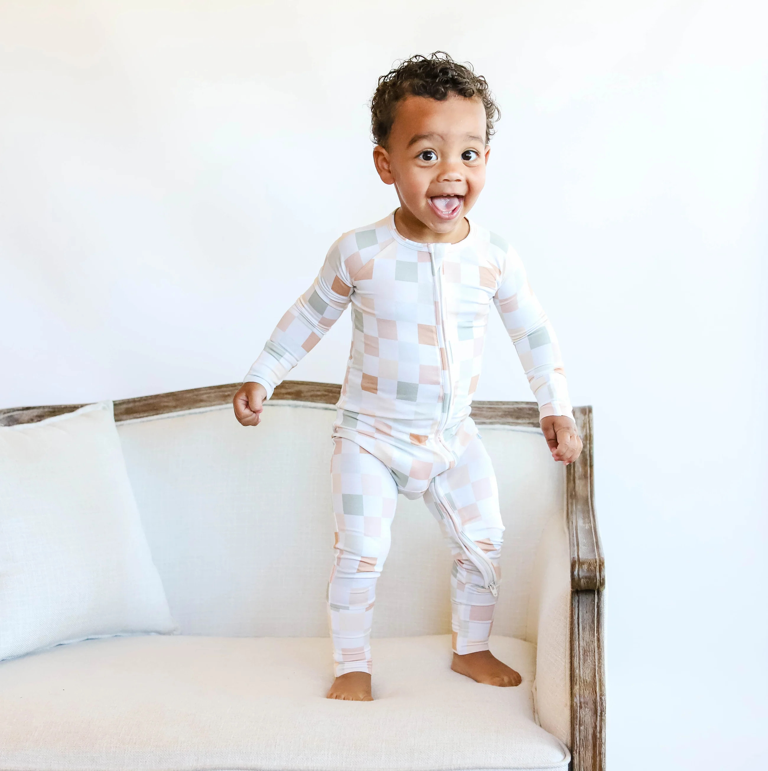 MUTED CHECKERS DREAM ROMPER | Dream Big Little Co.