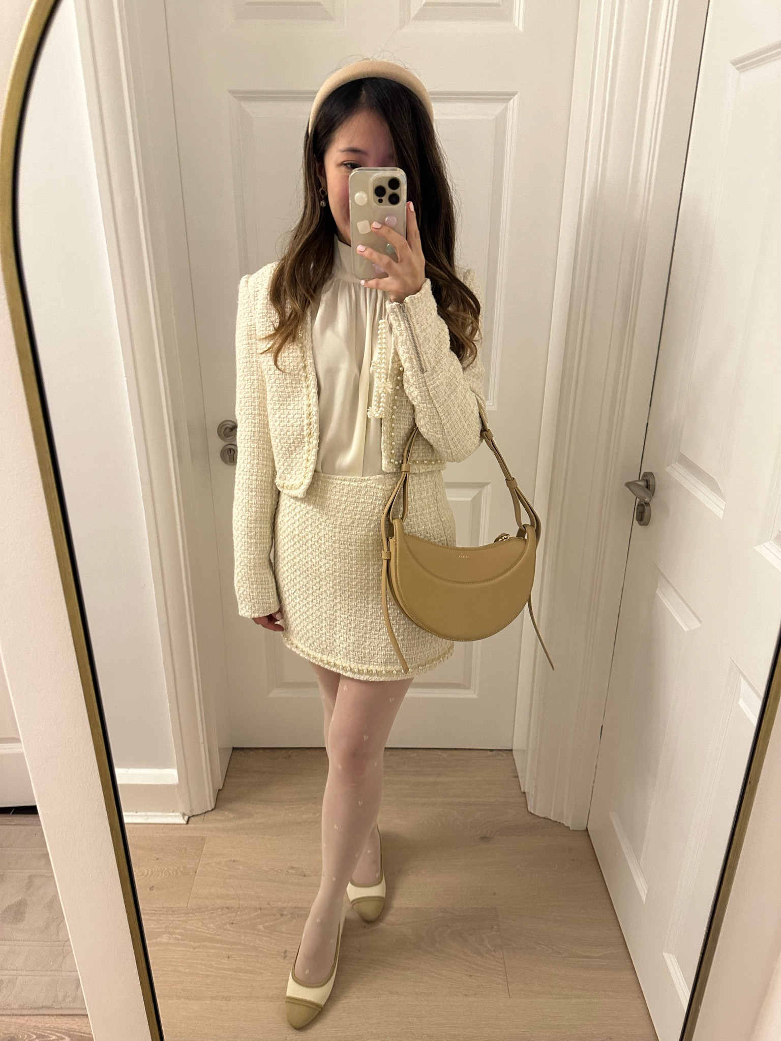 Cream tweed look