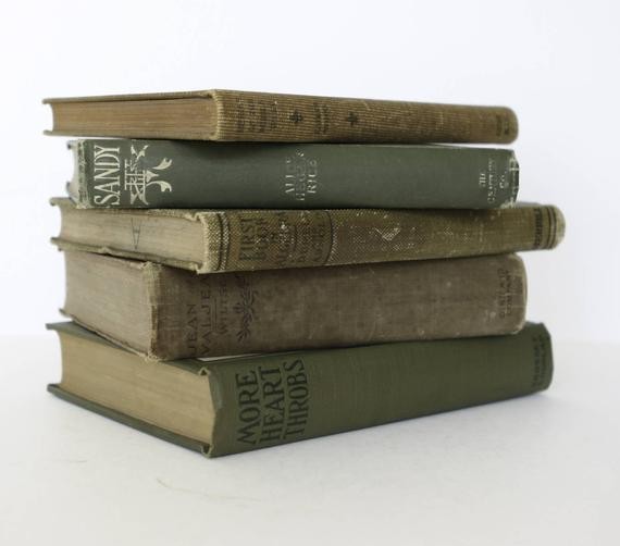Vintage book set, antique books, green and brown books, history, mathematics, poetry, classicsVintag | Etsy (US)