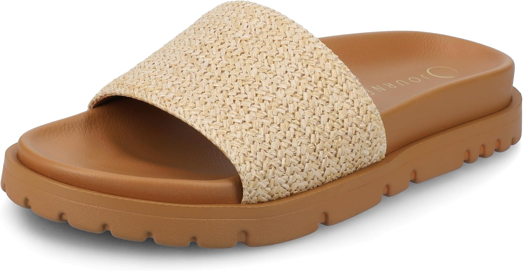 Journee Womens cushioned footbeds Starr slip on sandal open toe textile uppers | Amazon (US)