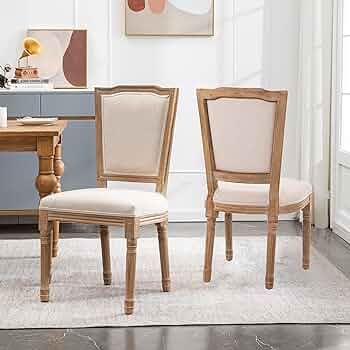 XRHOM Dining Chairs Set of 2, Dining Room Chairs Farmhouse Upholstered Chair with Ladder Backrest... | Amazon (US)