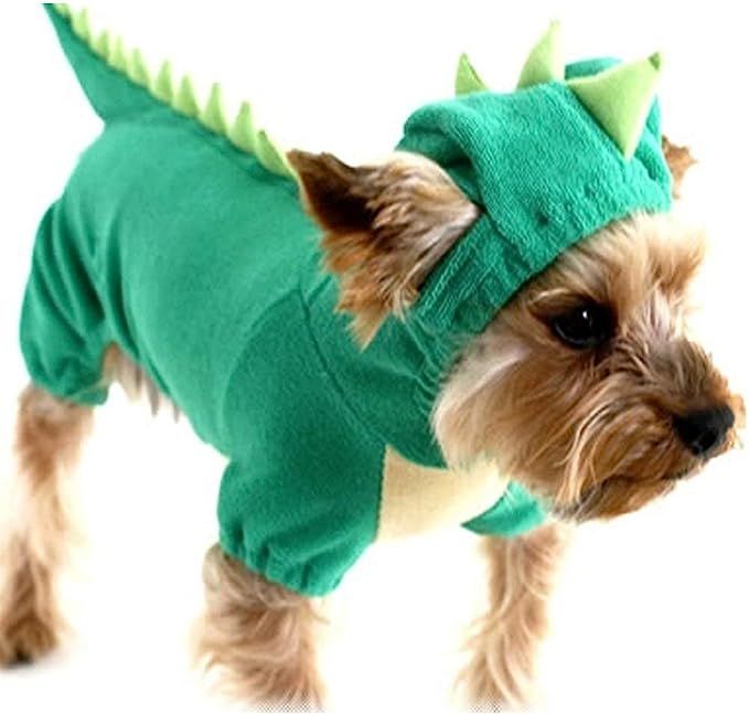 NIULA Dinosaur Dog Halloween Costume Pet Dragon Hoodie for Small & Medium Dogs Green | Amazon (US)