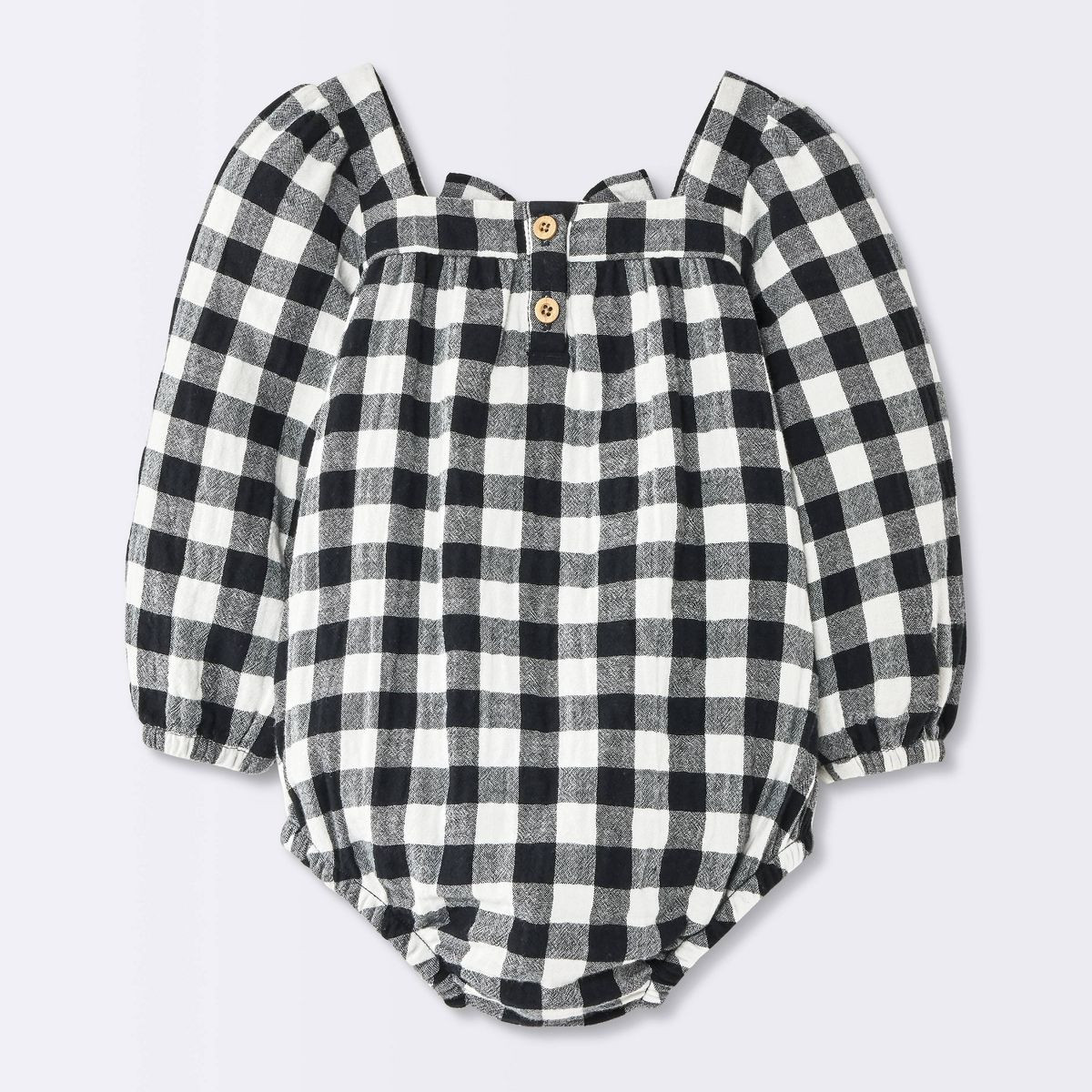 Baby Girls' Gingham Ruffle Bubble Romper - Cloud Island\u2122 Black 24M | Target