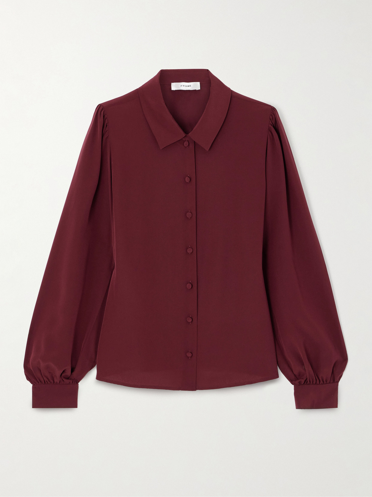 FRAME - The Staple Silk-crepe Blouse - Burgundy | NET-A-PORTER (US)