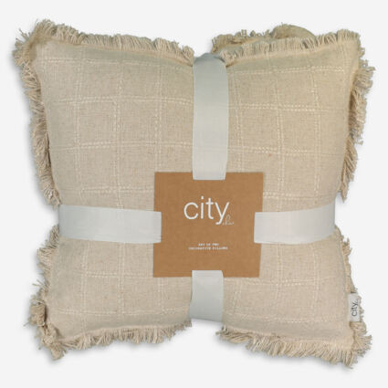 Two Pieces Beige Canvas Cushions 44x44cm | TK Maxx