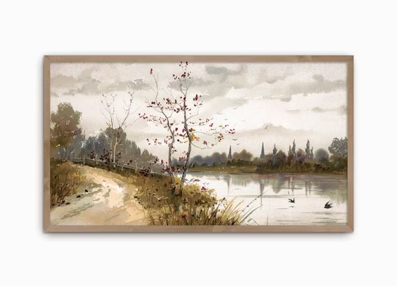 Frame TV Art Landscape Painting Fall Trees Art for Samsung - Etsy Canada | Etsy (CAD)