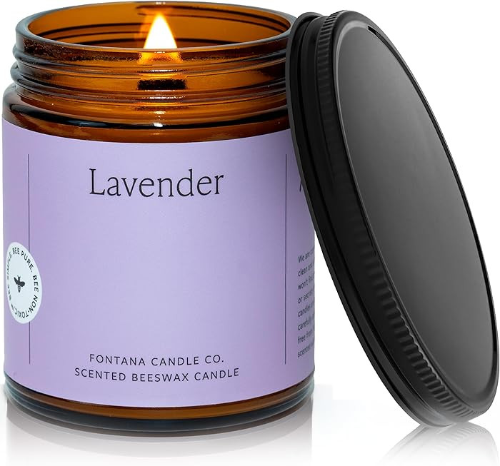 Fontana Candle Co Wood Wick Beeswax Jar Candles, Lavender - Made with Coconut Oil & Pure Essentia... | Amazon (US)