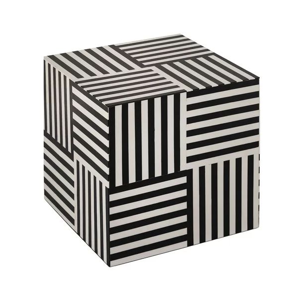 TOV Furniture Black And White Cube Side Table With Geometric Pattern - Walmart.com | Walmart (US)