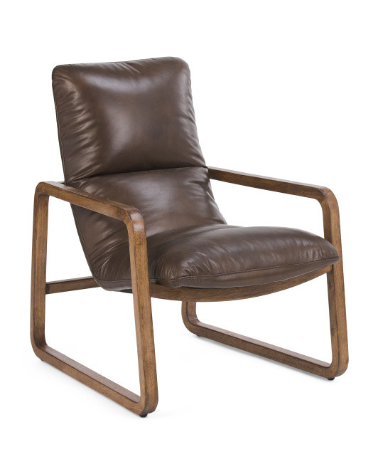 Top Grain Leather Atticus Accent Chair | TJ Maxx