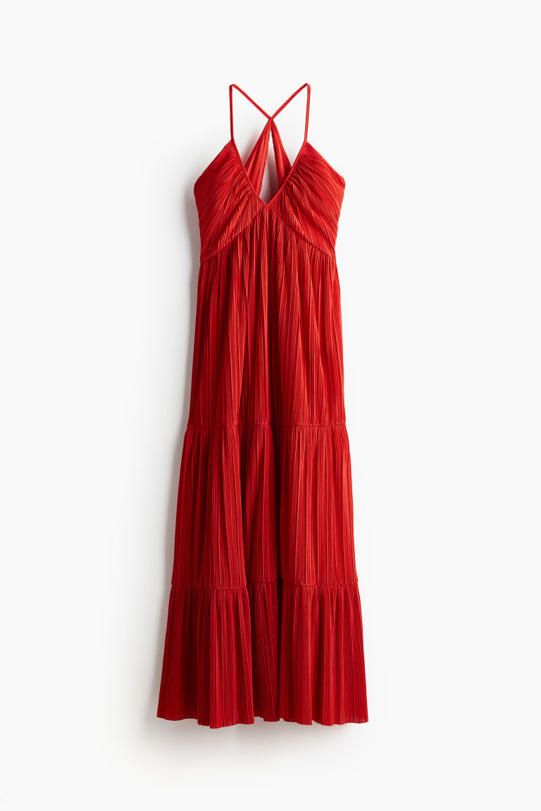 H & M - Plissé Maxi Dress - Red | H&M (US + CA)