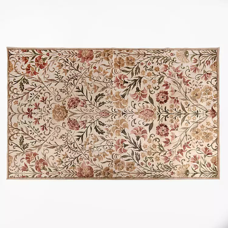 Florence Floral Washable Area Rug, 5x8 | Kirklands