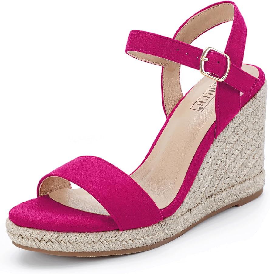 IDIFU IN4 Espadrille Wedge Sandals for Women Open Toe Ankle Strap Platform Wedges Heels Causal Su... | Amazon (US)