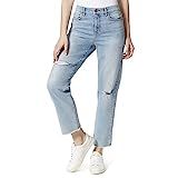 FRAYED Jeans Women's High Rise Straight Leg Jean, Day Glow, 27 | Amazon (US)