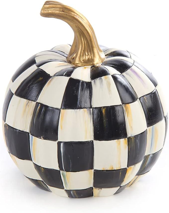 MacKenzie-Childs Courtly Check Black-and-White Mini Decorative Pumpkin for Fall Decor, Autumn Dec... | Amazon (US)