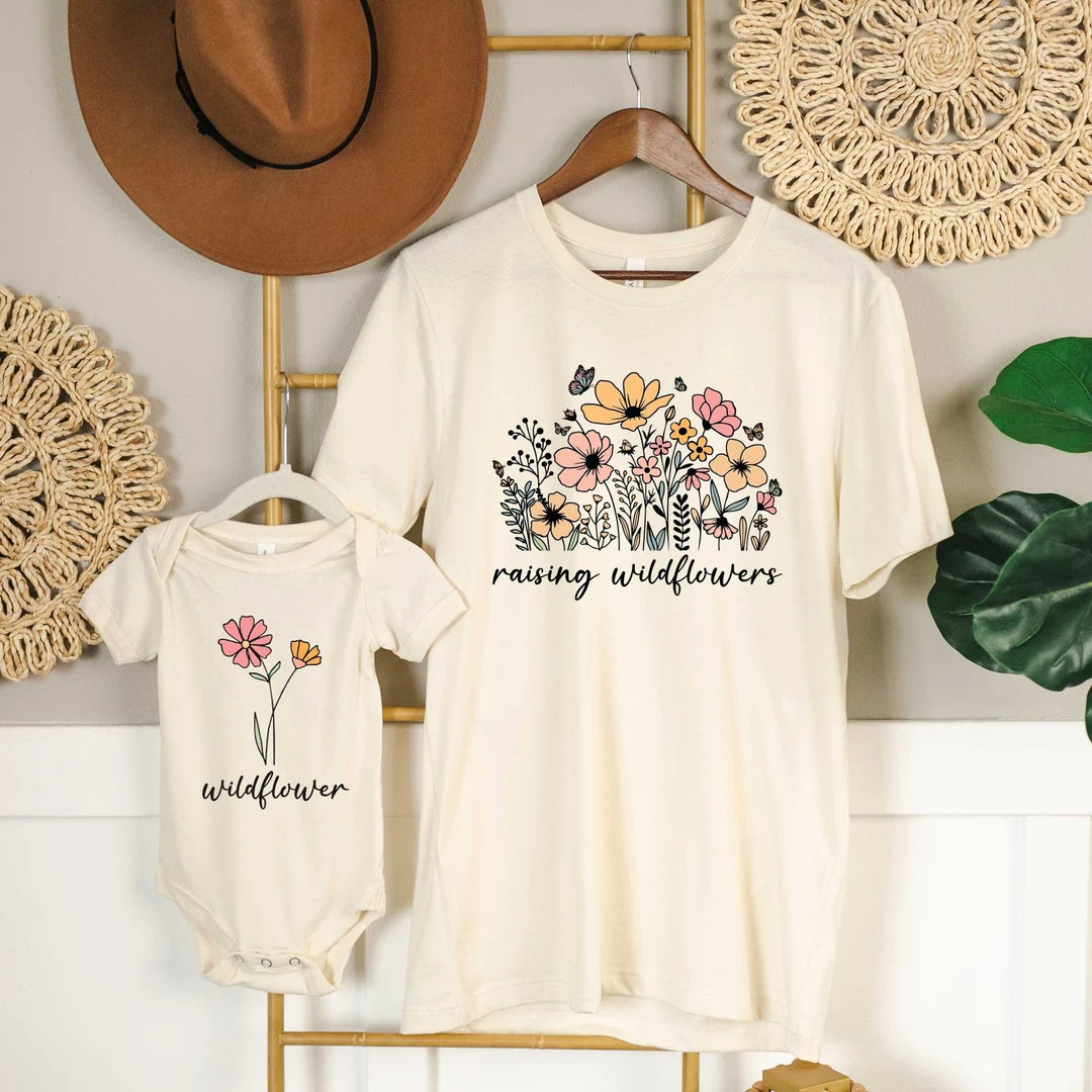 Raising A Wildflower and Wildflower Shirts, Mama Mini Matching Set, Mothers Day Shirt, Mama Mini ... | Etsy (US)