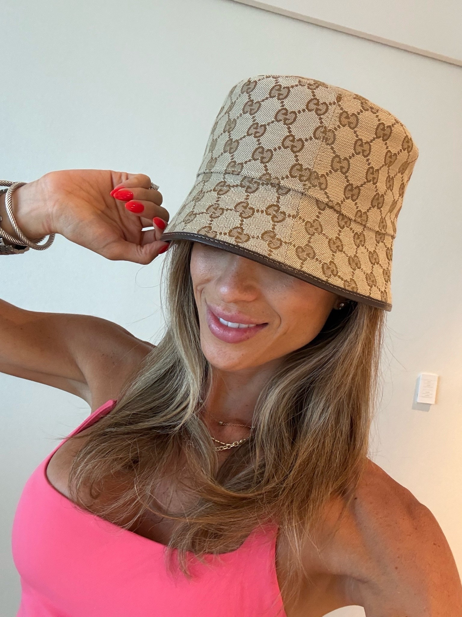 My husband just got me this Gucci bucket hat for our anniversary. Love it!