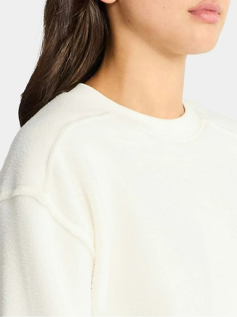 Time and Tru Women's Reverse Fleece Pullover Sweatshirt, XS-XXXL | Walmart (US)