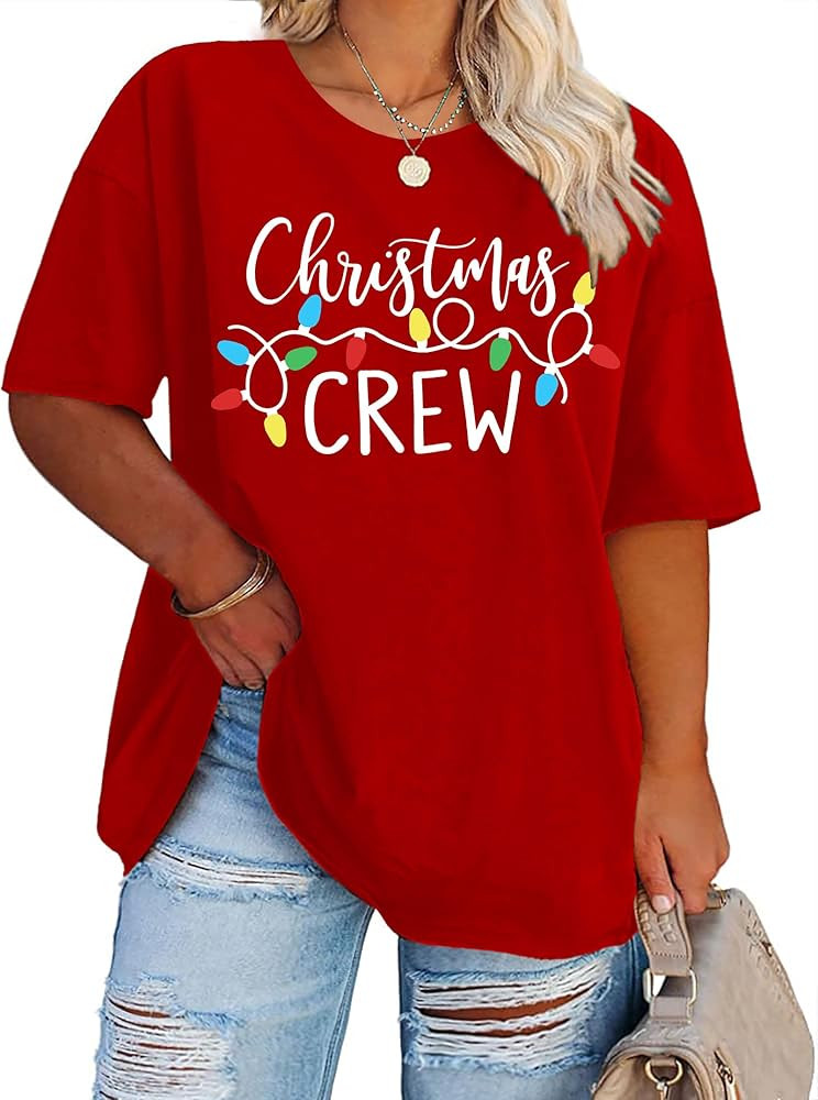 Plus-Size Christmas Shirts Women Merry Christmas Leopard Plaid Tree Print Shirt Holiday Tops Xmas... | Amazon (US)