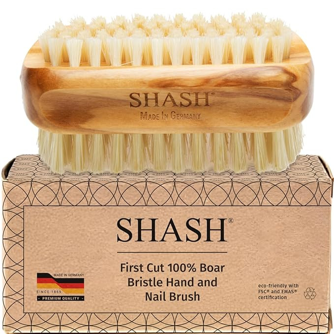 SHASH Made in Germany - 100% First Cut Boar Bristle Nail Brush - Gently Removes Dirt, Grime for C... | Amazon (US)