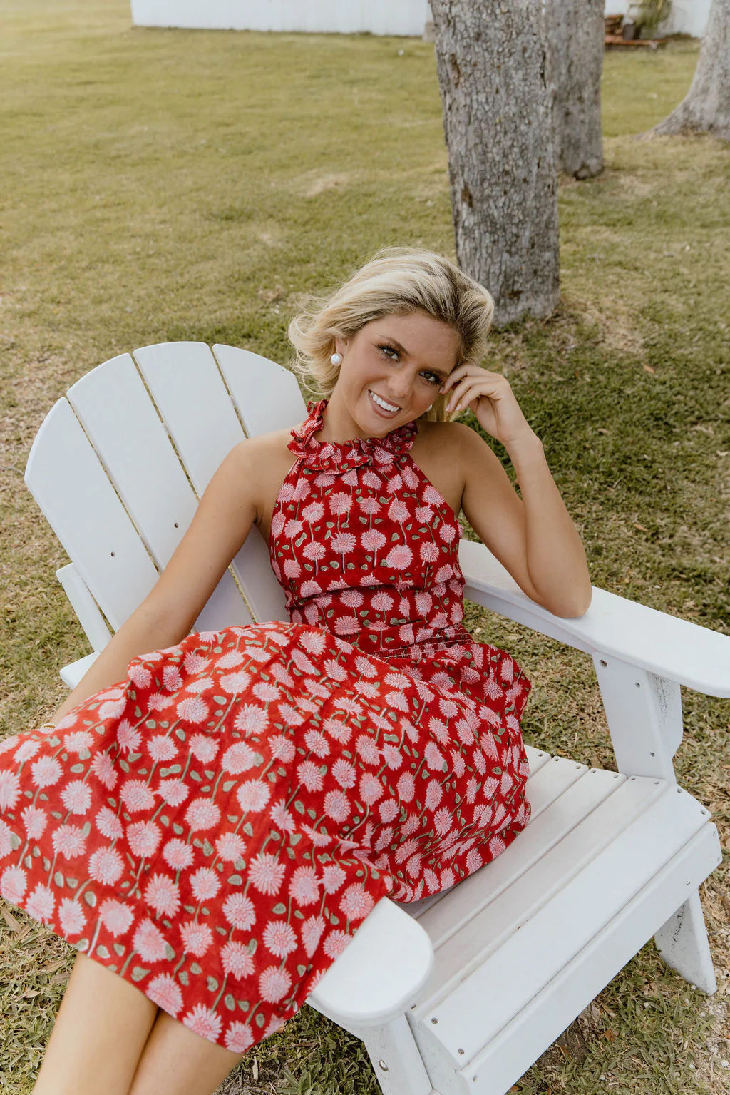 Emmi Floral Ruffle Skirt Top Set - Red Floral Small | Fancyd Boutiqe