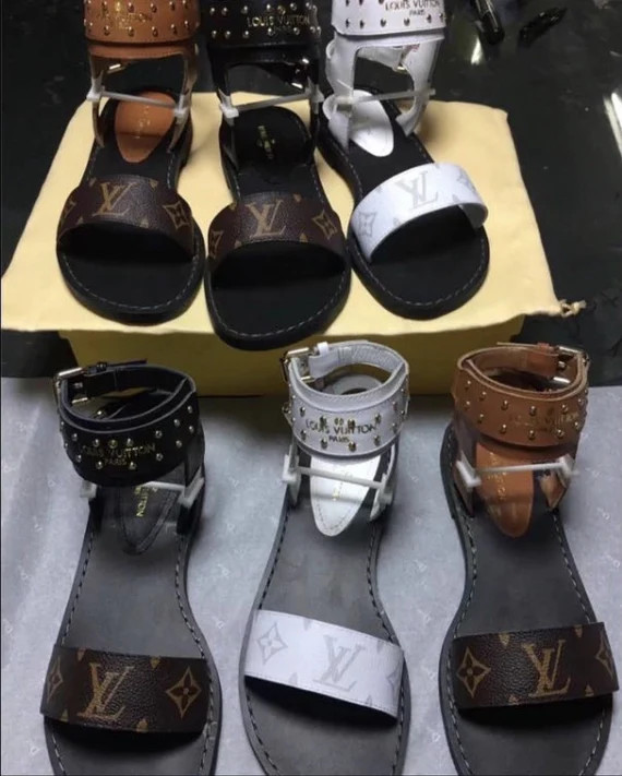 Fashion Leather Women Gladiator Flat Summer Ankle Sandal | Etsy (US)