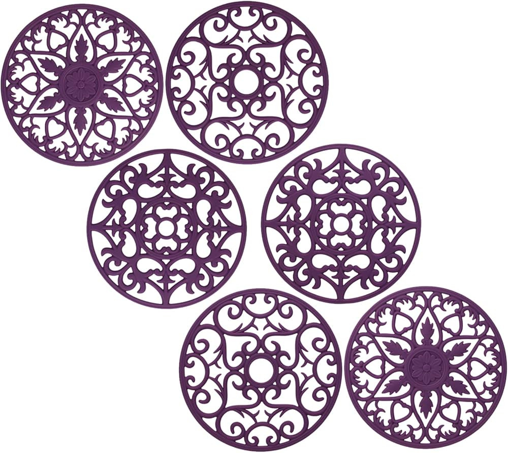6 Set Silicone Trivet ME.FAN Silicone Trivet Mat - Trivet for Hot Dishes Pots and Pans Multi-Use ... | Amazon (US)