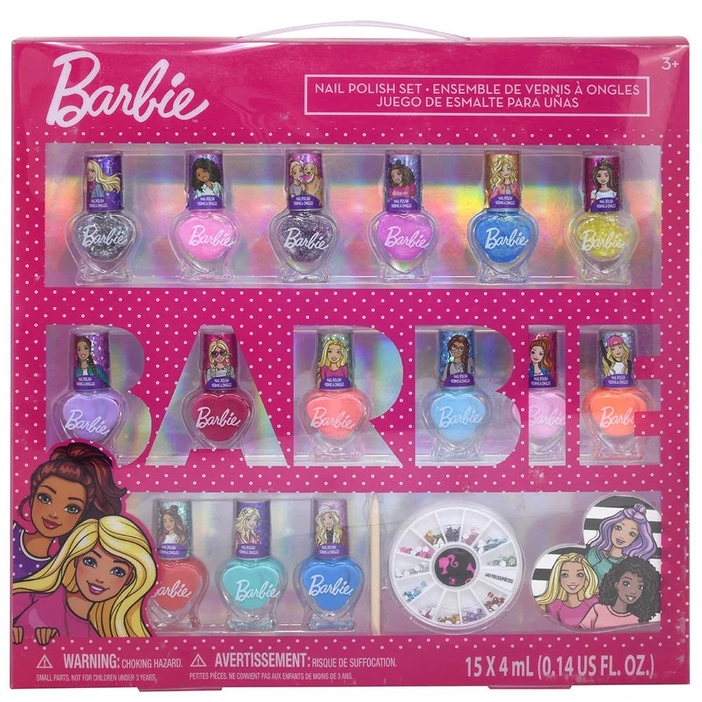 Barbie - Townley Girl Non-Toxic Peel-off Nail Polish Set, Toy and Gift for Girls Ages 3+, 15 CT | Walmart (US)
