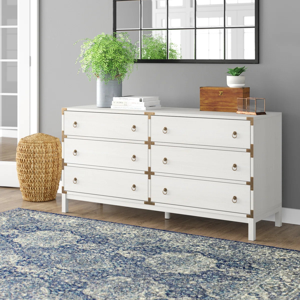 Akyah 60.7" W 6-Drawer Double Dresser with Ring Pulls | Wayfair North America