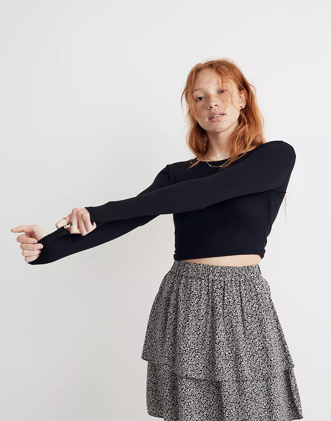 Fine Ribbed Supercrop Crewneck Long-Sleeve Tee | Madewell