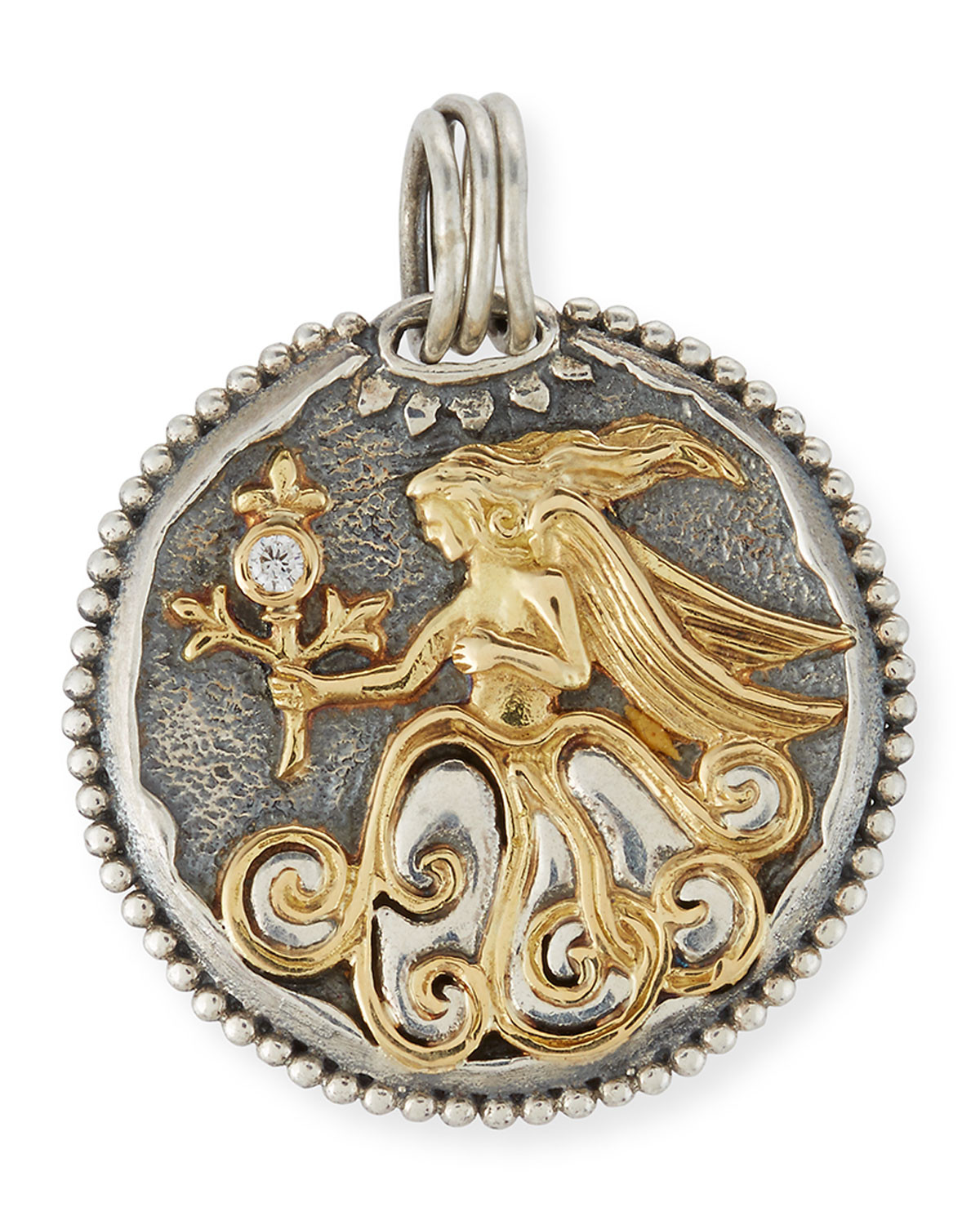 Virgo Carved Zodiac Pendant with Diamond | Neiman Marcus