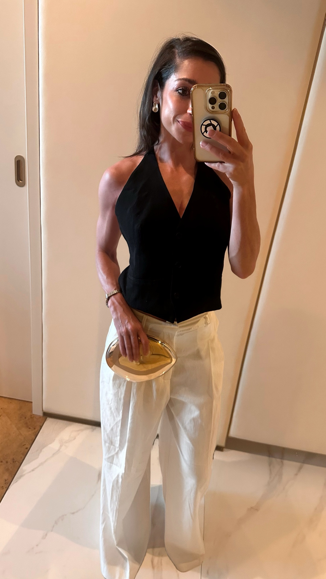 Holiday Outfit | Zara halter waistcoat, Zara Trousers, Zara Sandals, Zara Bag, Monica Vinader earrings 

#LTKstyletip #LTKsummer #LTKbag