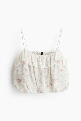 H & M - Bubble-Hem Strappy Top - White | H&M (US + CA)