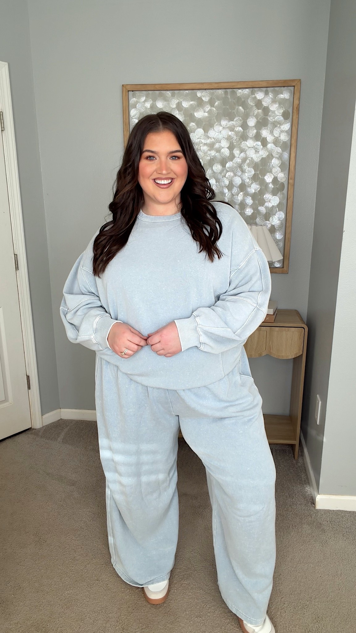 Cozy matching set from Aerie in the prettiest light blue mineral washed color 🩵 Wearing a size XL in sweater and it fits oversized, pants are an XXL but need a size down!

#LTKootd #LTKPlusSize #LTKgrwm