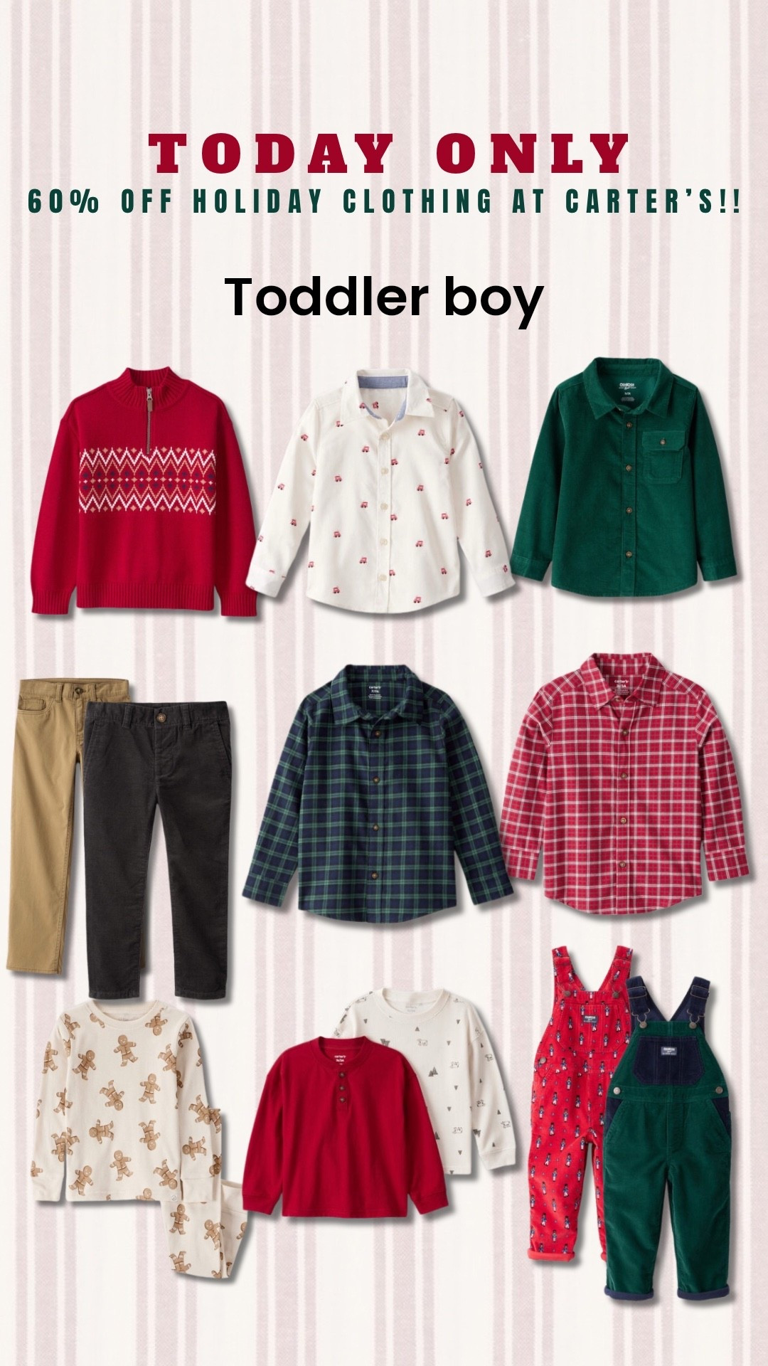 60% off Christmas clothing for toddler boys!

#LTKKids #LTKGiftGuide #LTKHoliday