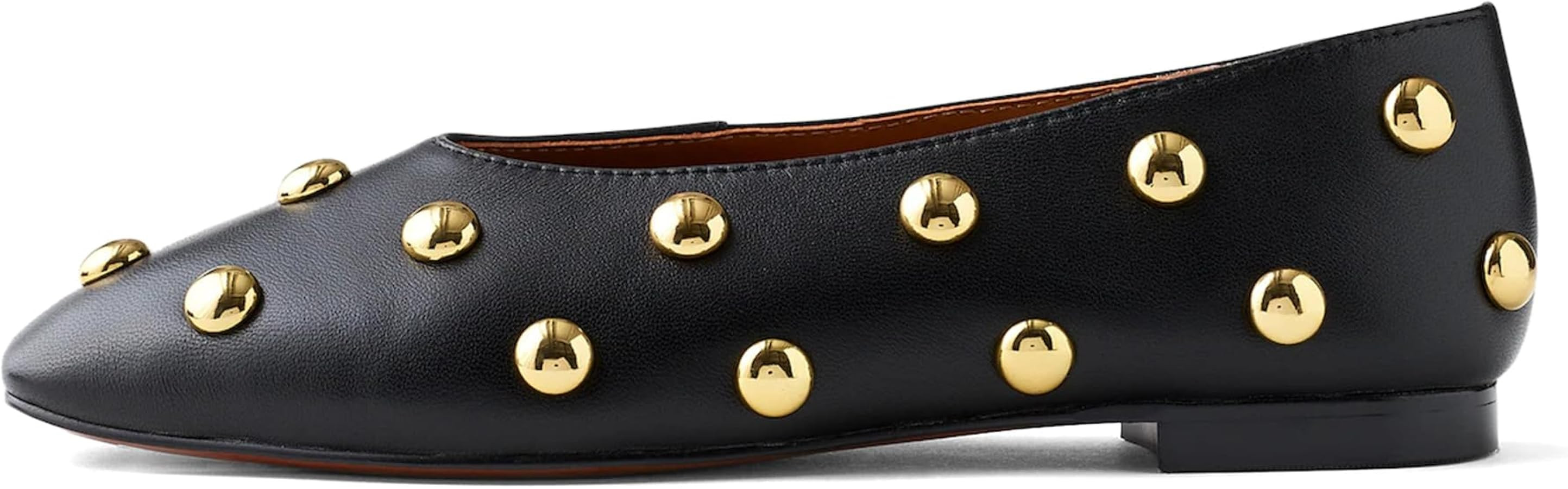 Studded Flats for Women Suqare Toe Slip on Suede Ballet Flats Comfortable Walking Studs Ballet Sh... | Amazon (US)