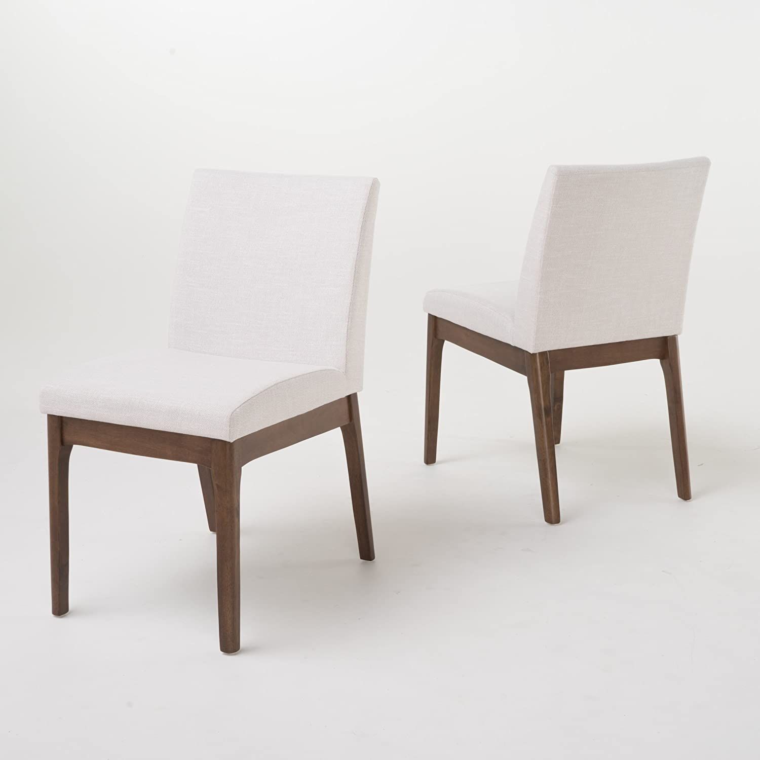 Christopher Knight Home Kwame Fabric / Walnut Finish Dining Chairs, 2-Pcs Set, Light Beige | Amazon (US)