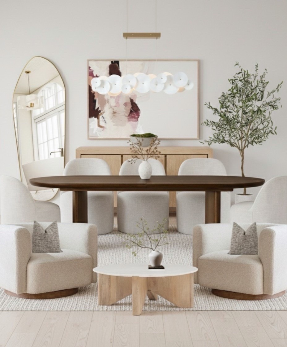 Dining room inspiration.

Chandelier, dining room design, home inspo, dining table, dining chairs, swivel chairs, sideboard, rug, arch mirror, book shelf, cabinet shelf, cabinet, dining room storage, home storage, wall art, bench, console, accent chair, coffee table, interior design, interior decor, home decor, decor styling 



#LTKSaleAlert #LTKOver40 #LTKHome