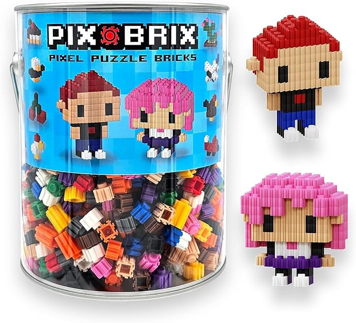 Pix Brix Pixel Art Puzzle Bricks Bucket – 1,500 Piece Pixel Art Kit with 12 Colors, Dark Palett... | Amazon (US)