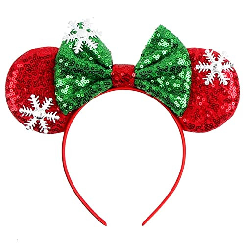TEBWPIY Christmas Mouse Ears Headband Christmas Mouse Ears Sequin Bow Headbands for Women Christmas Parties Cosplay Costume Kids Hair Accessories | Amazon (US)