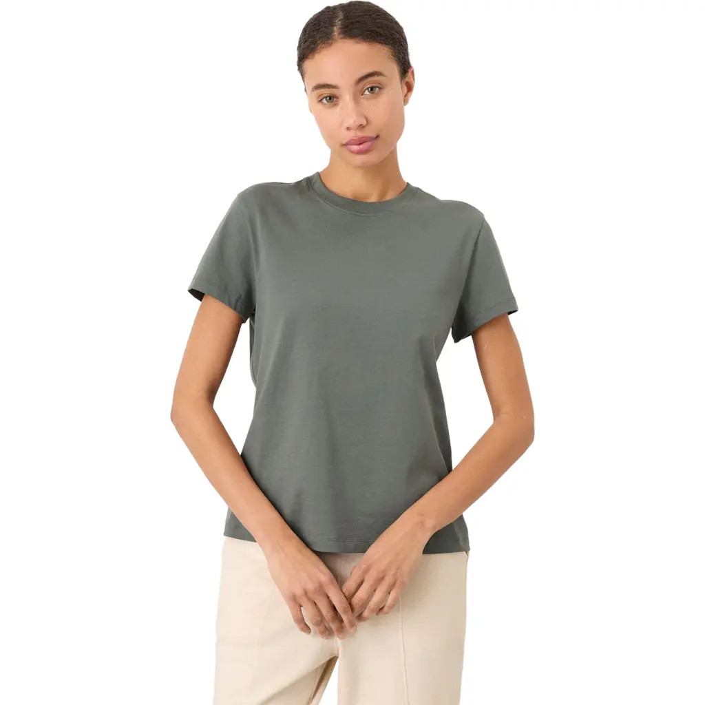 Pact Organic Cotton Women's Softspun Essential Crewneck Tee in Castor Green at Nordstrom, Size Xx-Large | Nordstrom