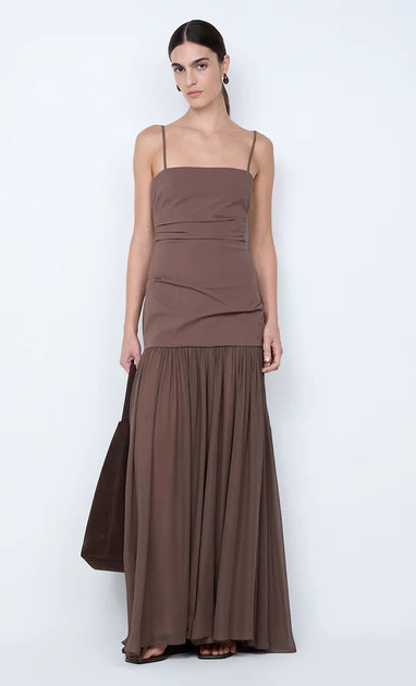 REID DROP WAIST MAXI DRESS - MILK CHOCOLATE | Bec & Bridge (Global)