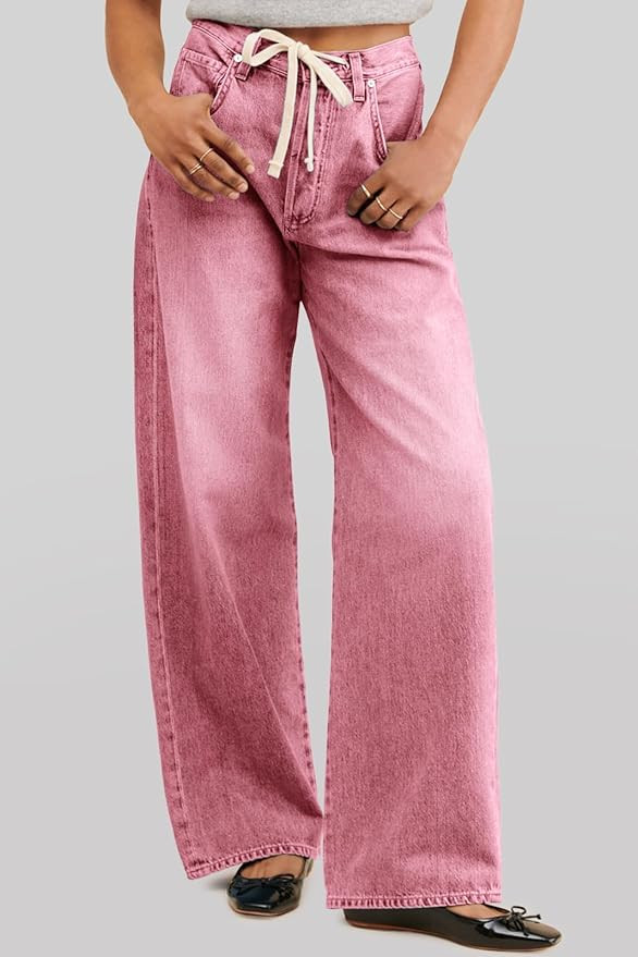 Cicy Bell Womens Wide Leg Jeans Drawstring High Waisted Baggy Straight Leg Jeans Trendy Boyfriend... | Amazon (US)