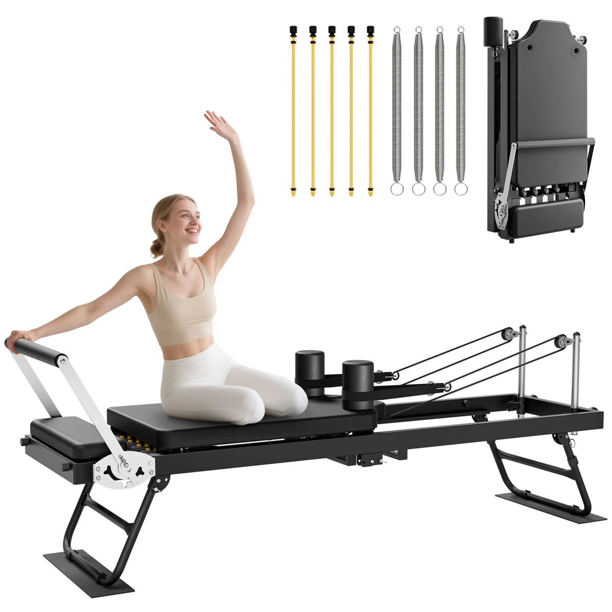 Ilates Reformer, Foldable Reformer Pilates Machine & Equipment For Home Use And Gym Workout | Wayfair North America