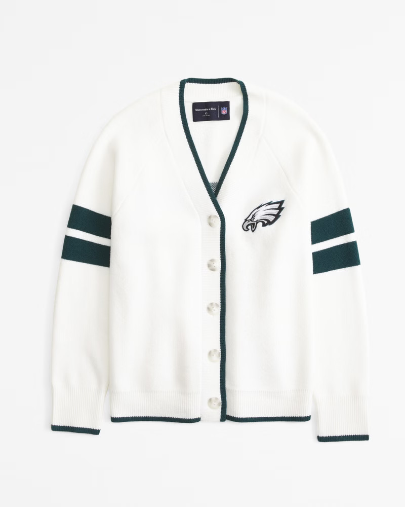 Abercrombie & Fitch Women's Philadelphia Eagles LuxeLoft Cardigan in White - Size S | Abercrombie & Fitch (US)