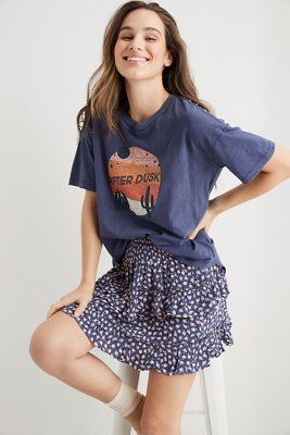 Aerie After Dusk Graphic Distressed Boyfriend T-Shirt | American Eagle Outfitters (US & CA)