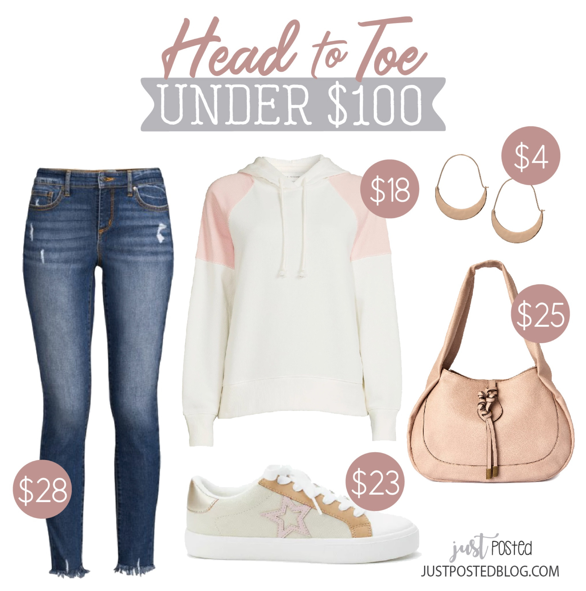 How cute is this Head to Toe Under $100 Look? This cute sweatshirt is only $18 and available in 4 colors. Loving these cute sneakers too! 

#LTKunder100 #LTKstyletip
