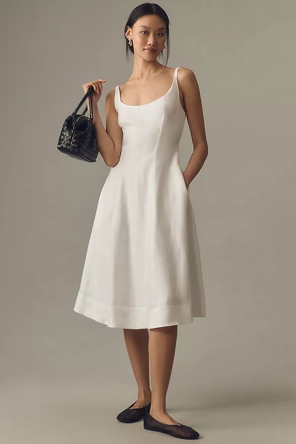 Magnolia Linen Midi Dress | Anthropologie (US)