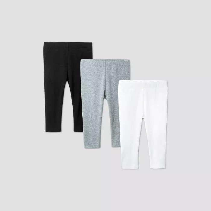 Baby Girls' 3pk Leggings - Cat & Jack™ Gray/Black/White | Target