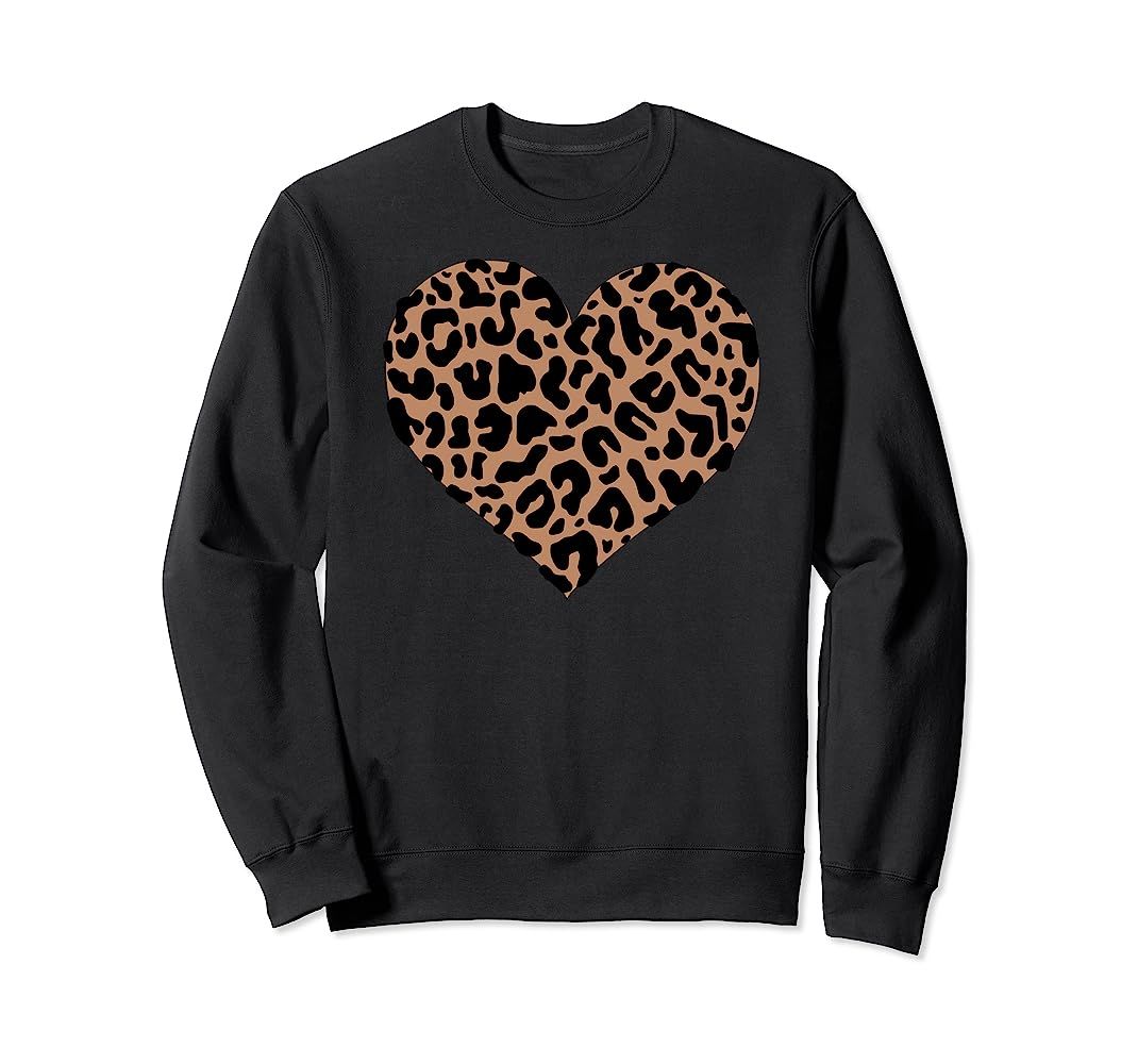 Leopard Animal Print Heart Valentines Day Chic Graphic Sweatshirt | Amazon (US)