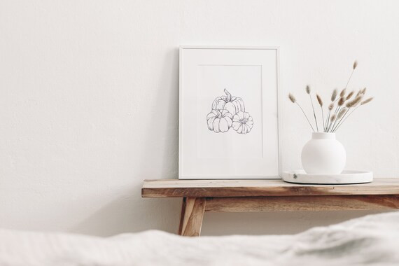 Pumpkin Print Pumpkin Printable Fall Printable Pumpkin Line - Etsy | Etsy (US)